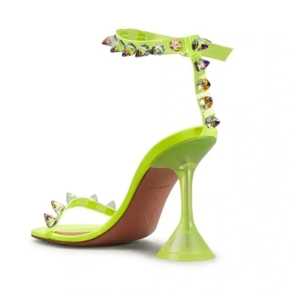 Amina Muaddi‎ Julia Neon Crystal-Spike Clear sandal size 38.5 EU
